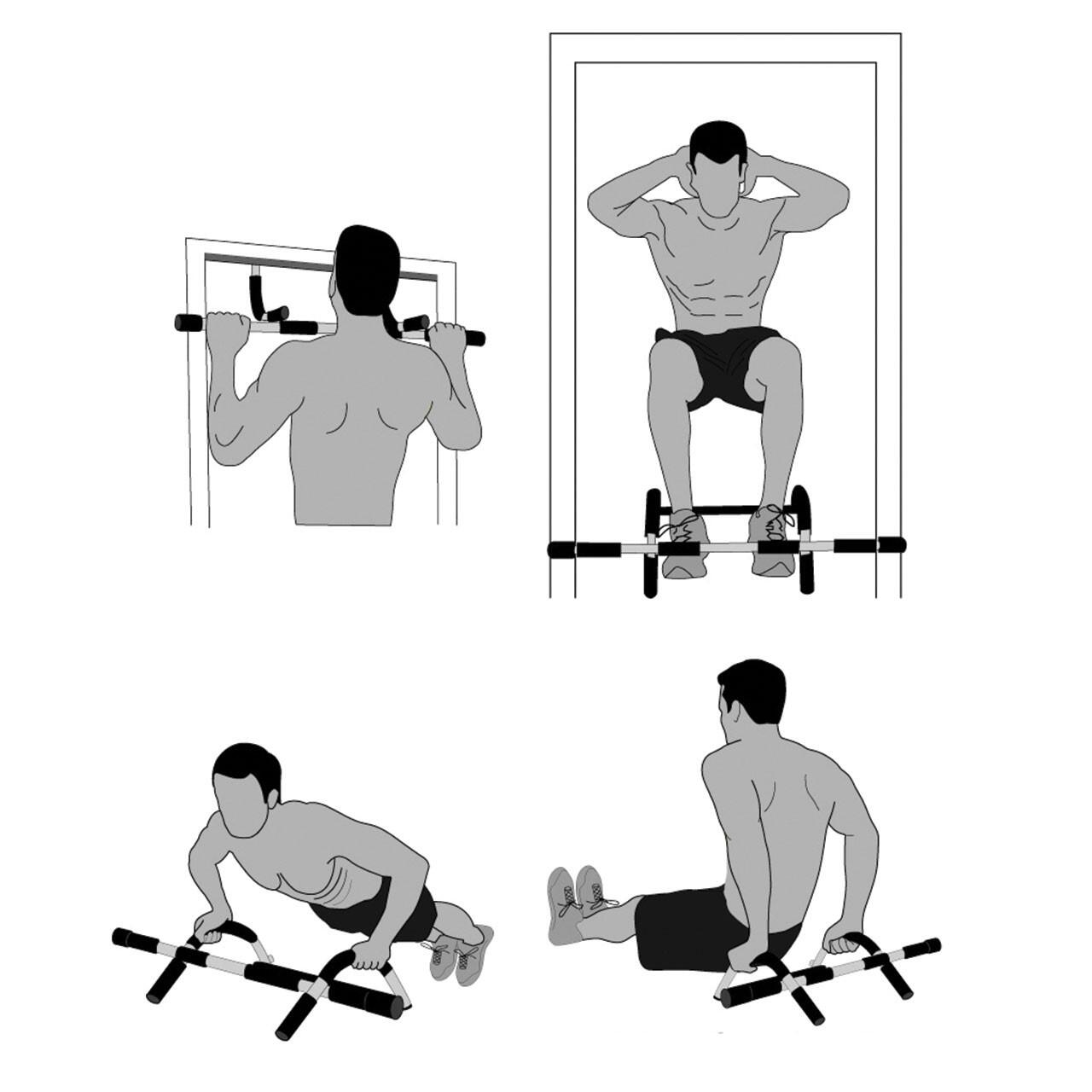 Klimmzugstange für Türrahmen ohne Schrauben- Türreck für Klimmzüge- Sit-ups 2/4