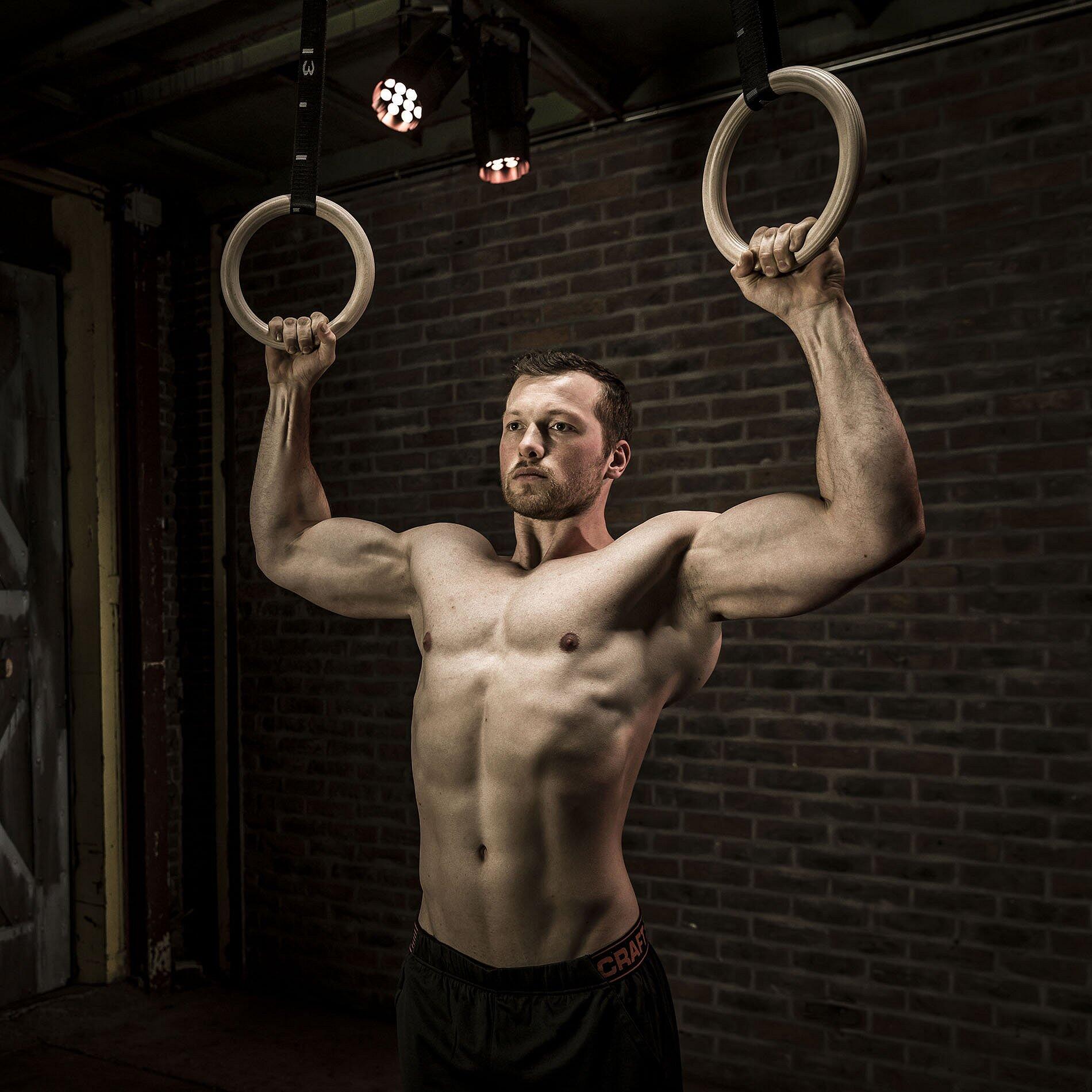 Tunturi Turnringe Gym Rings aus Holz Beige 6/7