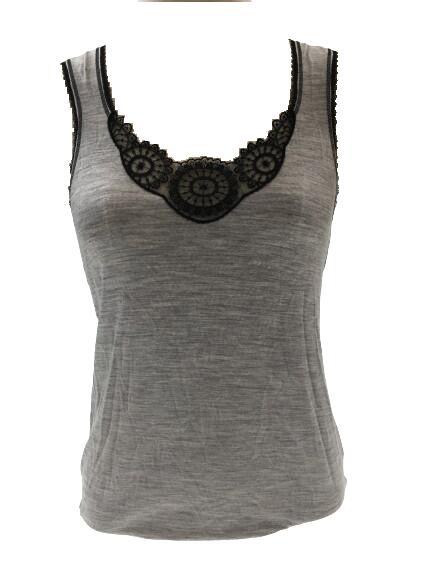 MERINO SKINS Ladies Dianthe Tank Top Thermal Merino Wool - Soft Grey Marl