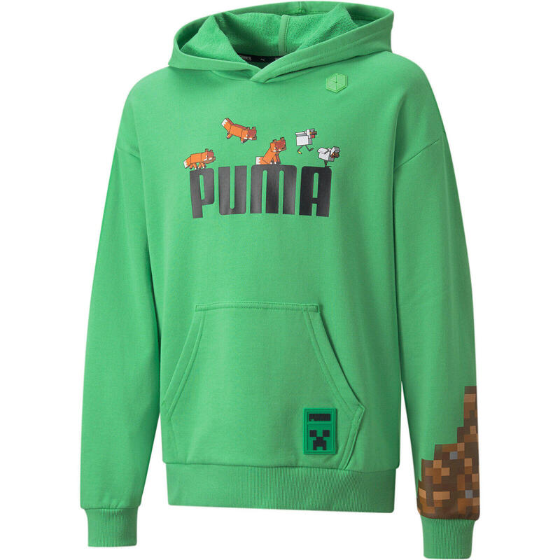 Sweat-shirt fitness - Hood Puma x Minecraft vert enfant