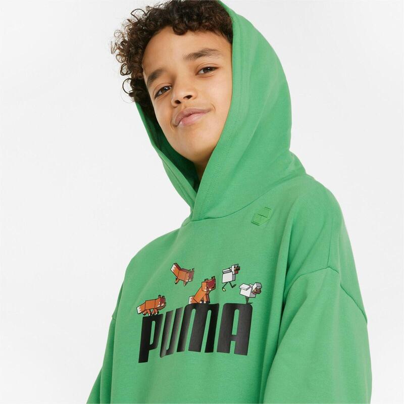 Sudadera fitness niño Puma Minecraft, verde