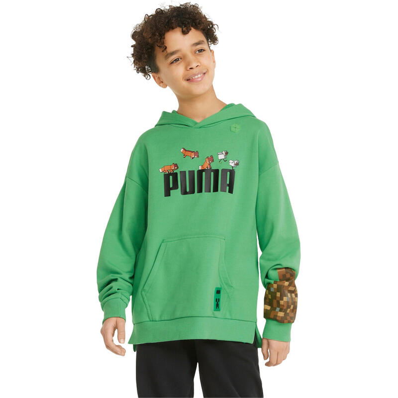 Sweat-shirt fitness - Hood Puma x Minecraft vert enfant