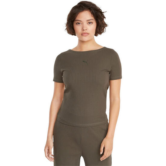 T-shirt Puma Ribbed Slim, Vert, Femmes