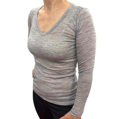 Merino Skins Verona women's grey long sleeve thermal top