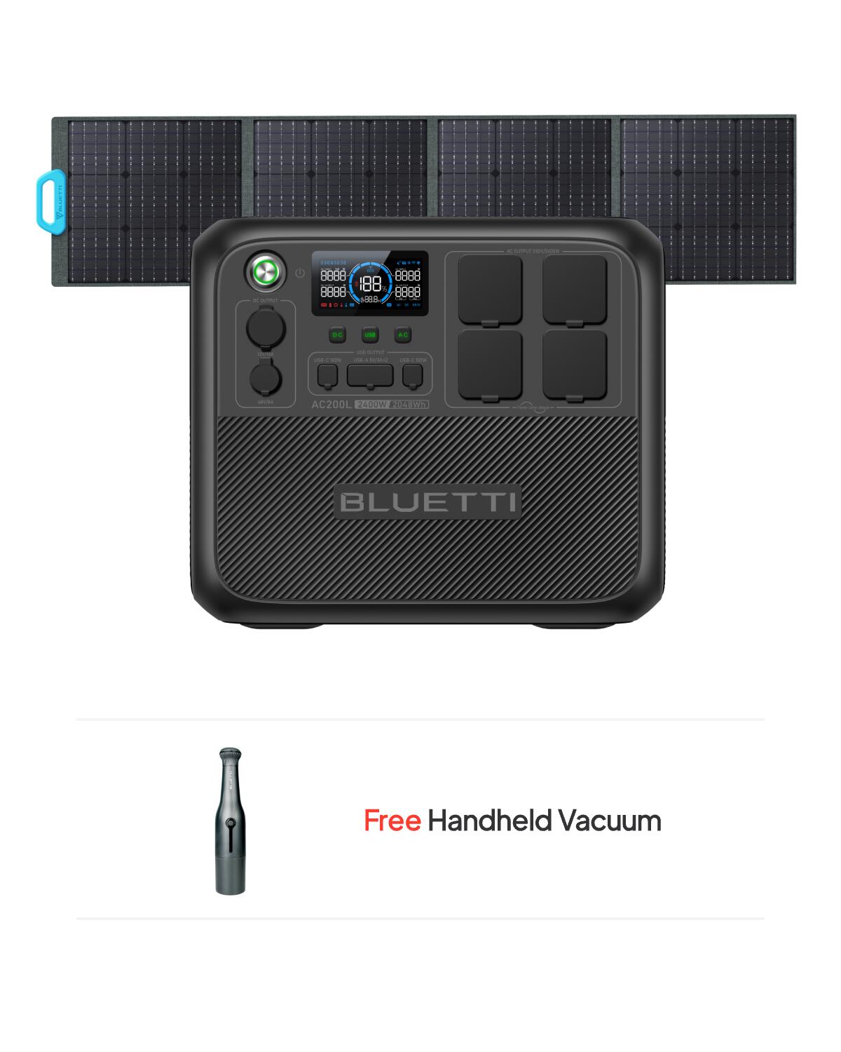 BLUETTI BLUETTI AC200L+PV200 2048Wh Solar Generator 2400W AC Outlets for Camping