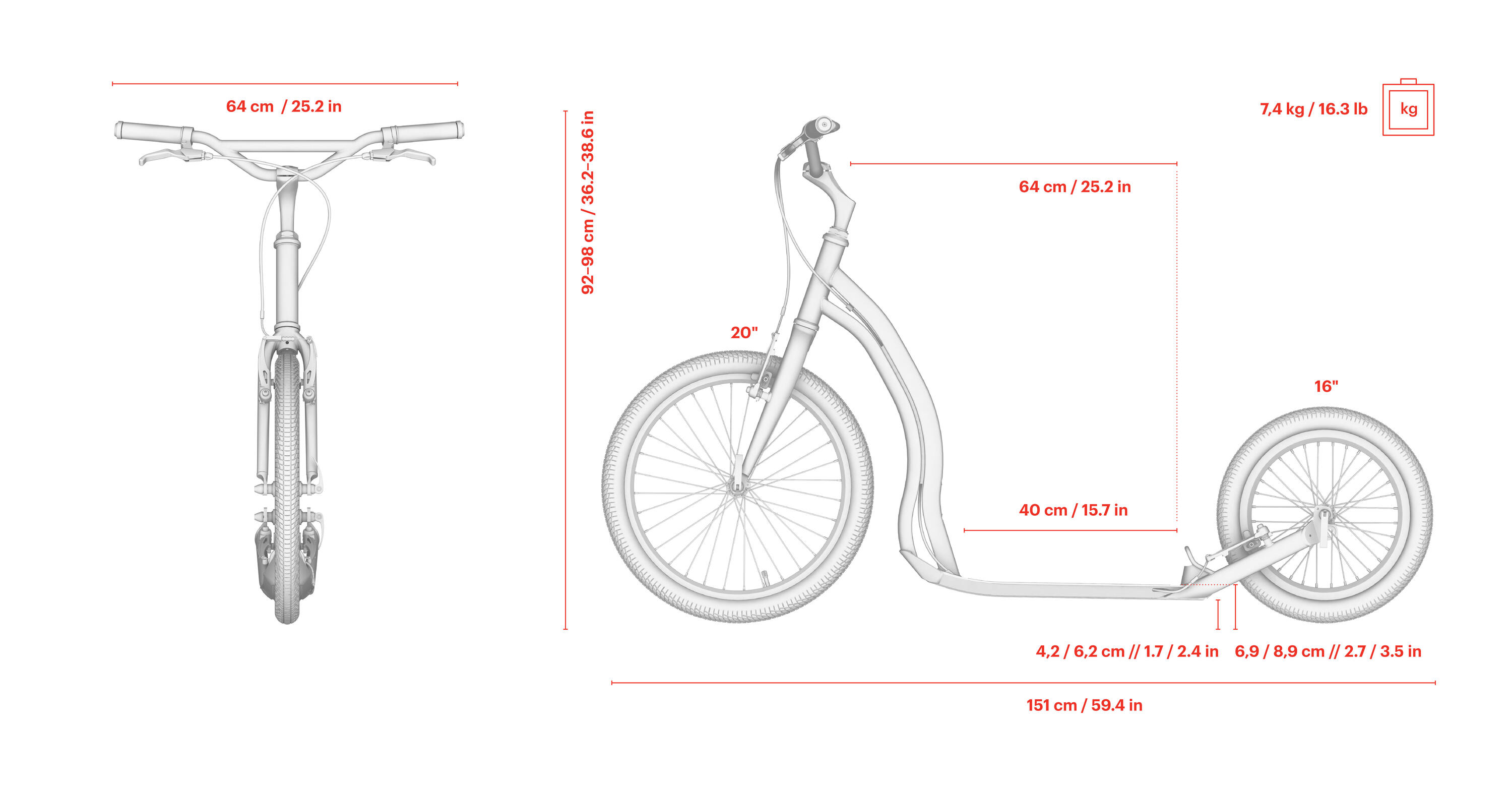 Trottinette sportive de route pour adultes "Rodstr" Yedoo 2/4