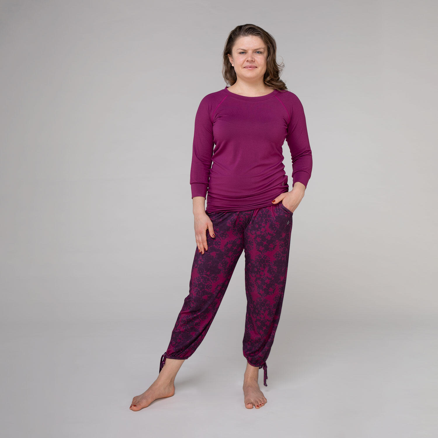 Casual ¾ Yoga Longsleeve, Modal, Berry (purple grape) 6/6