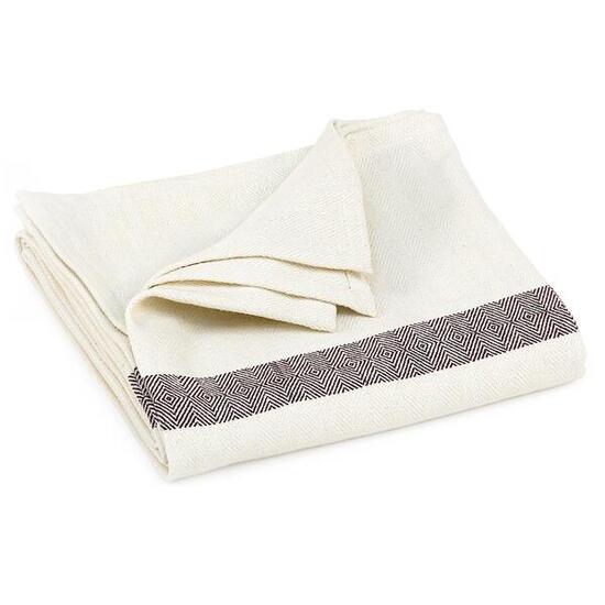 Coperta yoga in cotone a spina di pesce Bodhi - Ecru