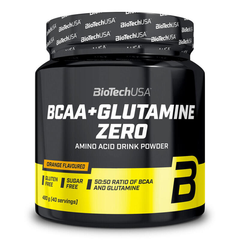 Aminoacidos Bcaa + Glutamine Zero 480 Gr Naranja - Biotech USA