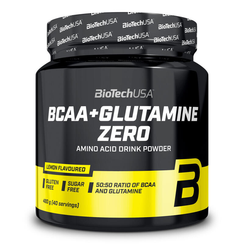 Aminoacidos Bcaa + Glutamine Zero 480 Gr Limón - Biotech USA