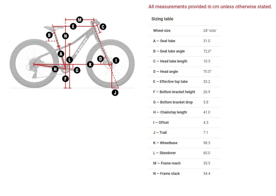Trek Roscoe Size Chart Installed) TREK ROSCOE 24 MTB KIDS