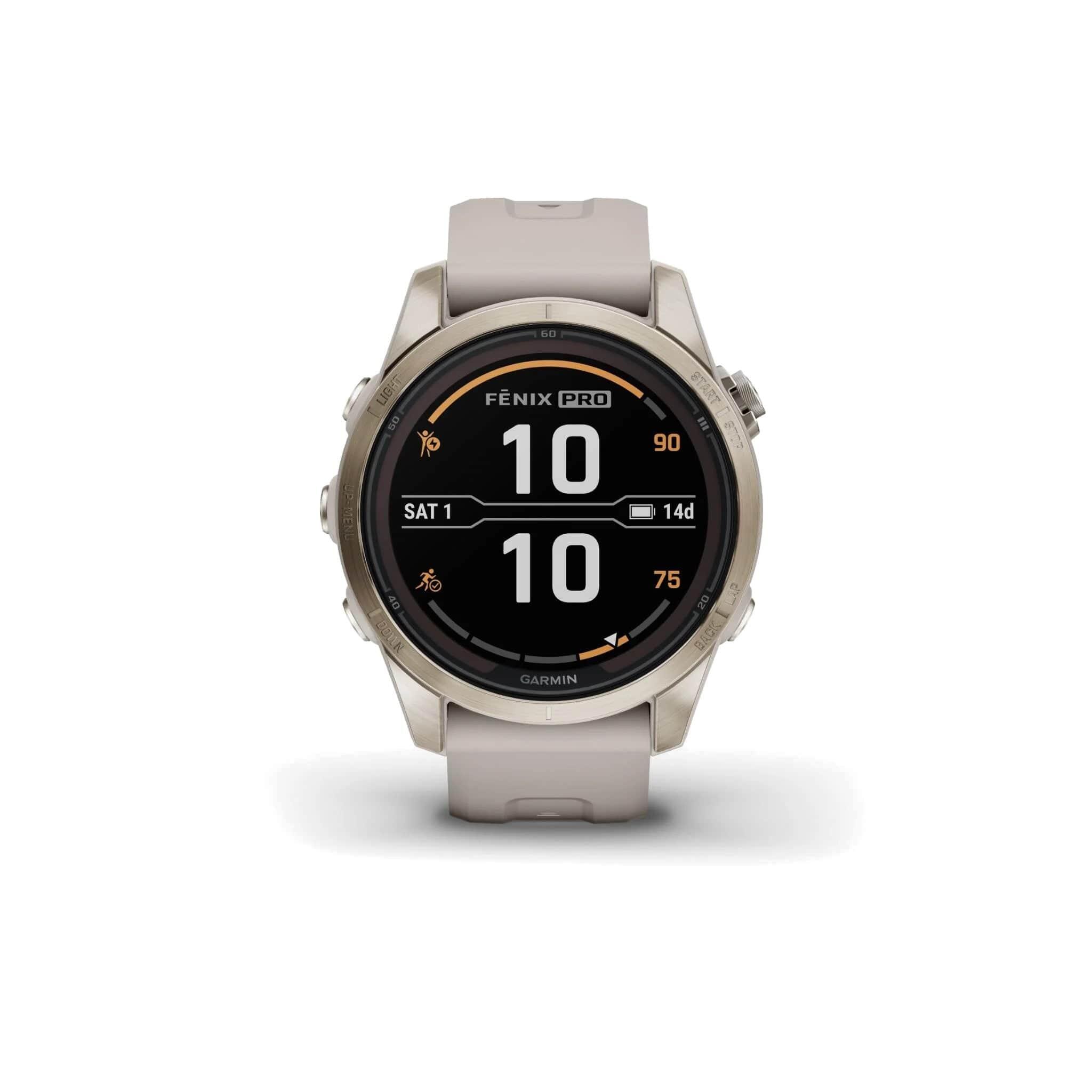 Garmin fenix 7S Pro Sapphire Solar Edition Soft Gold with Light Sand Band