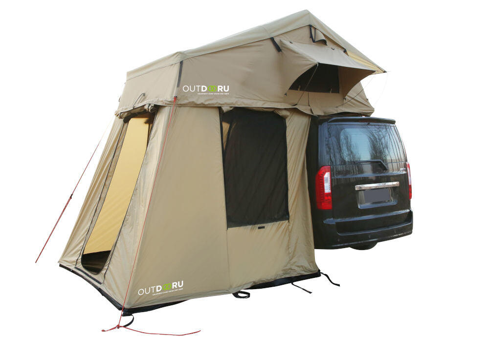 OUTDOORU Dachzelt Family + Anbau für 4 Personen Khaki 160 cm