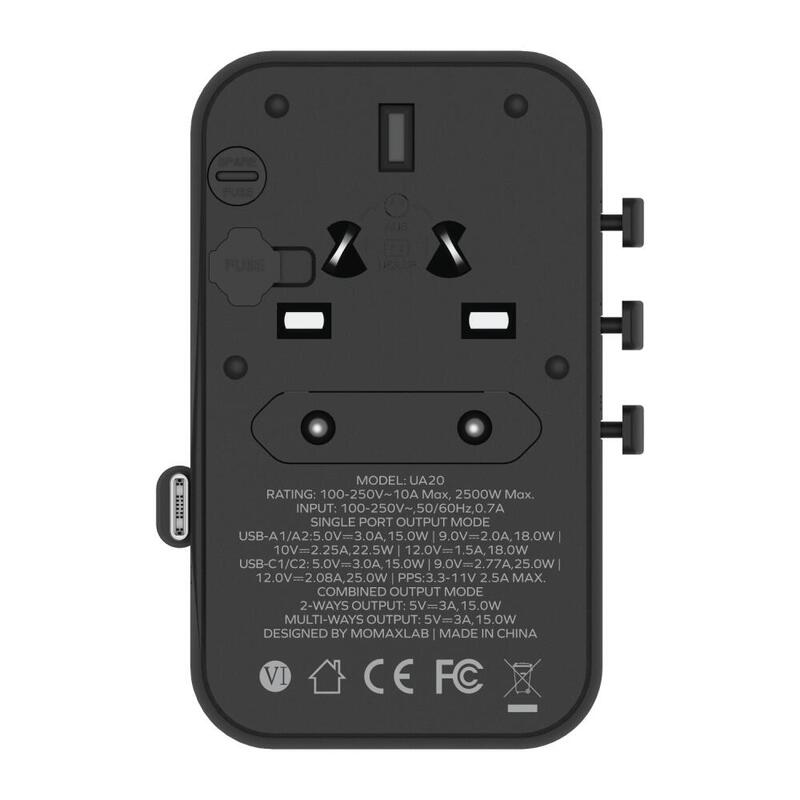 1-World+ 3-Ports Travel Charger (25W) - Black