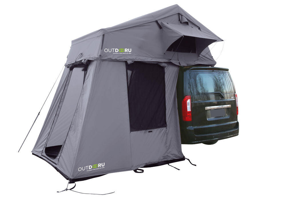 OUTDOORU Dachzelt Family + Anbau für 4 Personen Grau 160 cm