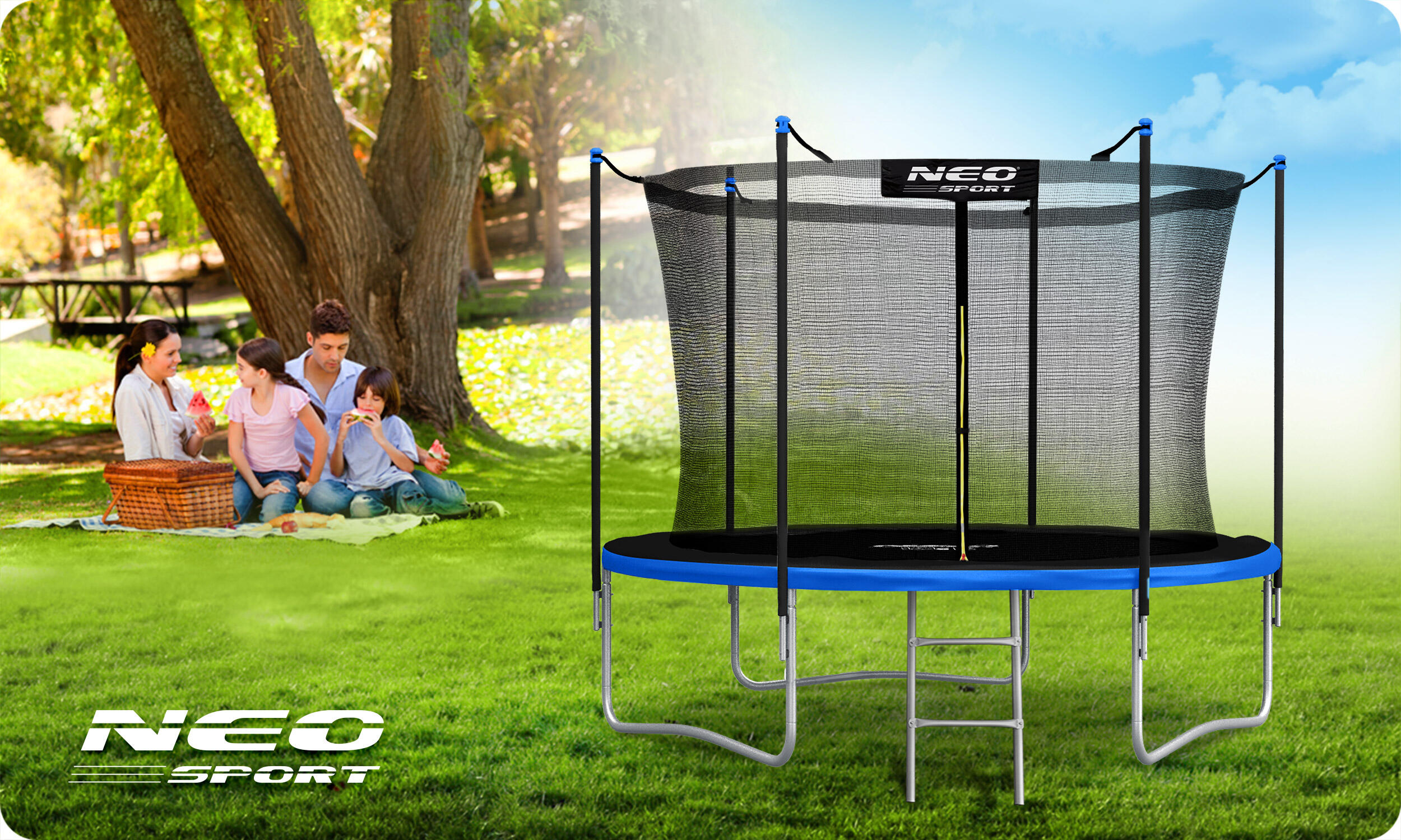 Trampolino ginnastica adulto Neo-Sport 312cm, Blu 4/7