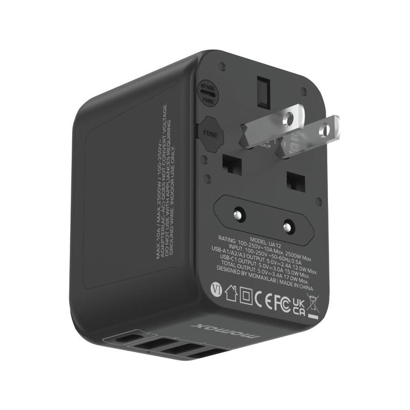 1-World 4-Ports Travel Charger (GaN 17W) - Black