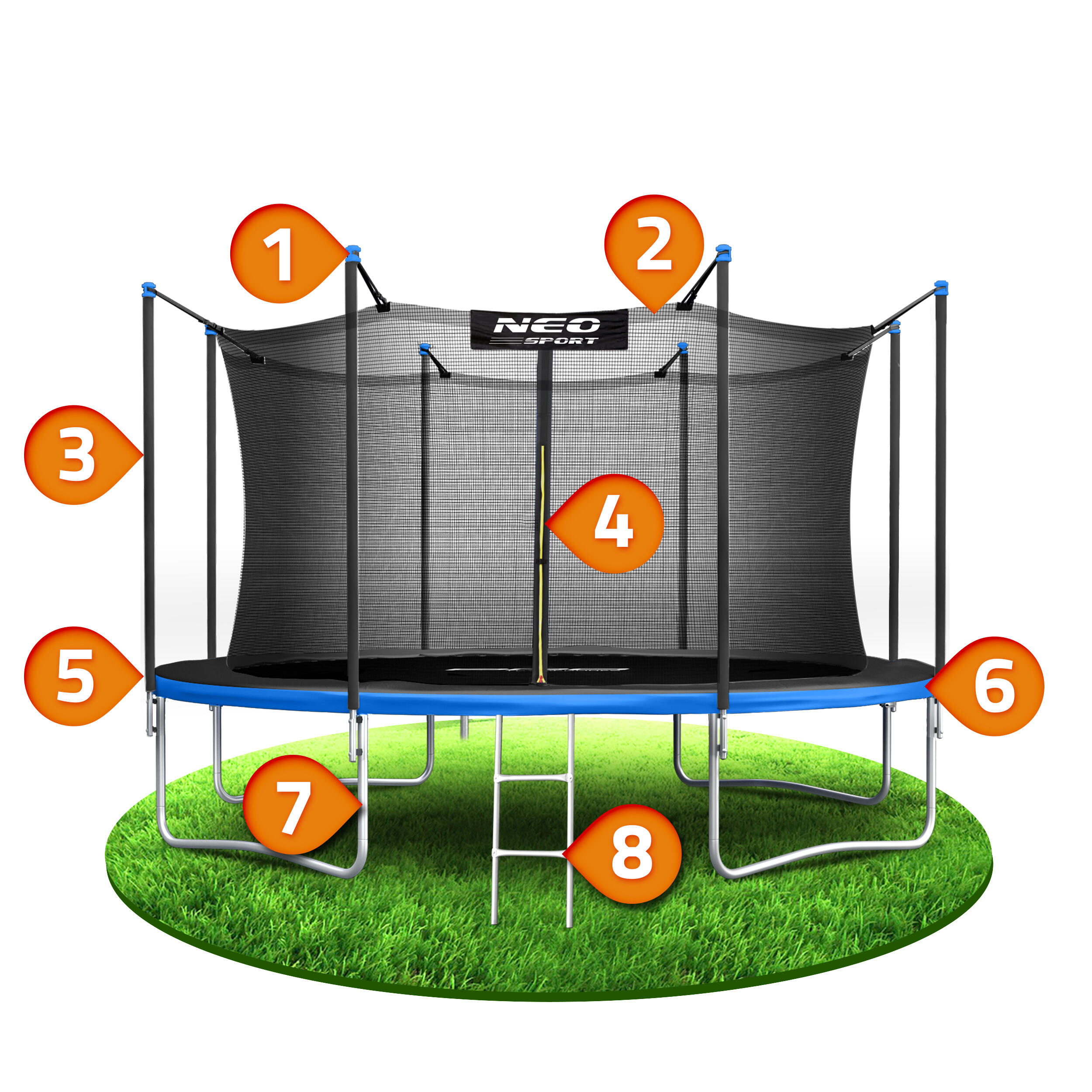 ÜBERSCHRIFT
Erwachsene Gymnastik Trampolin mit Sicherheitsnetz - 374cm 12ft blau 7/7