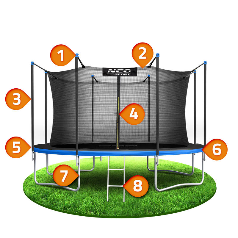 Trampolina ogrodowa z siatką wewnętrzną Neo-Sport 374cm 12ft