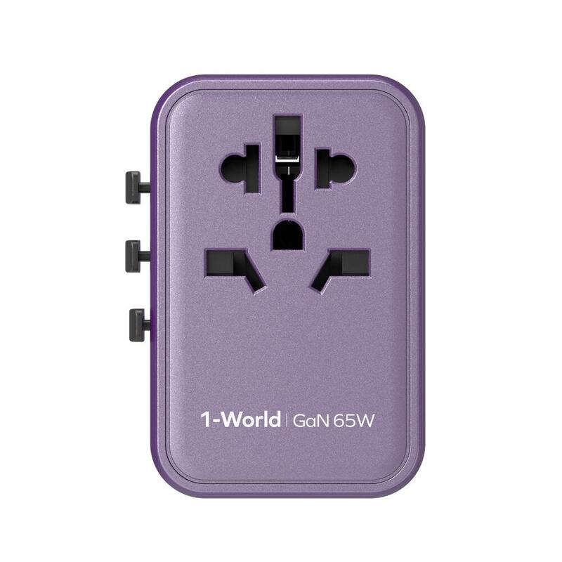 1-World 5-Ports Travel Charger (GaN 65W) - Purple