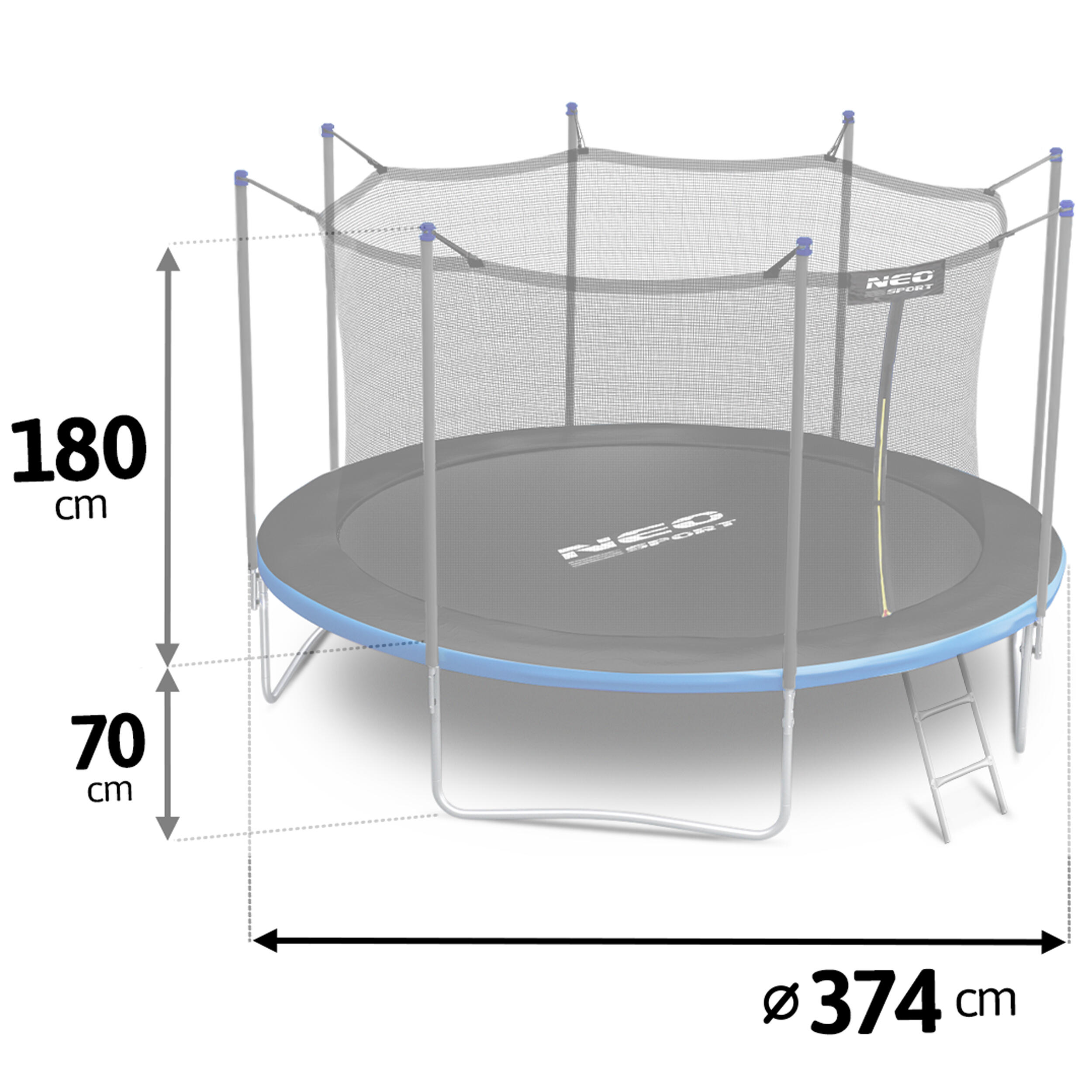 ÜBERSCHRIFT
Erwachsene Gymnastik Trampolin mit Sicherheitsnetz - 374cm 12ft blau 3/7
