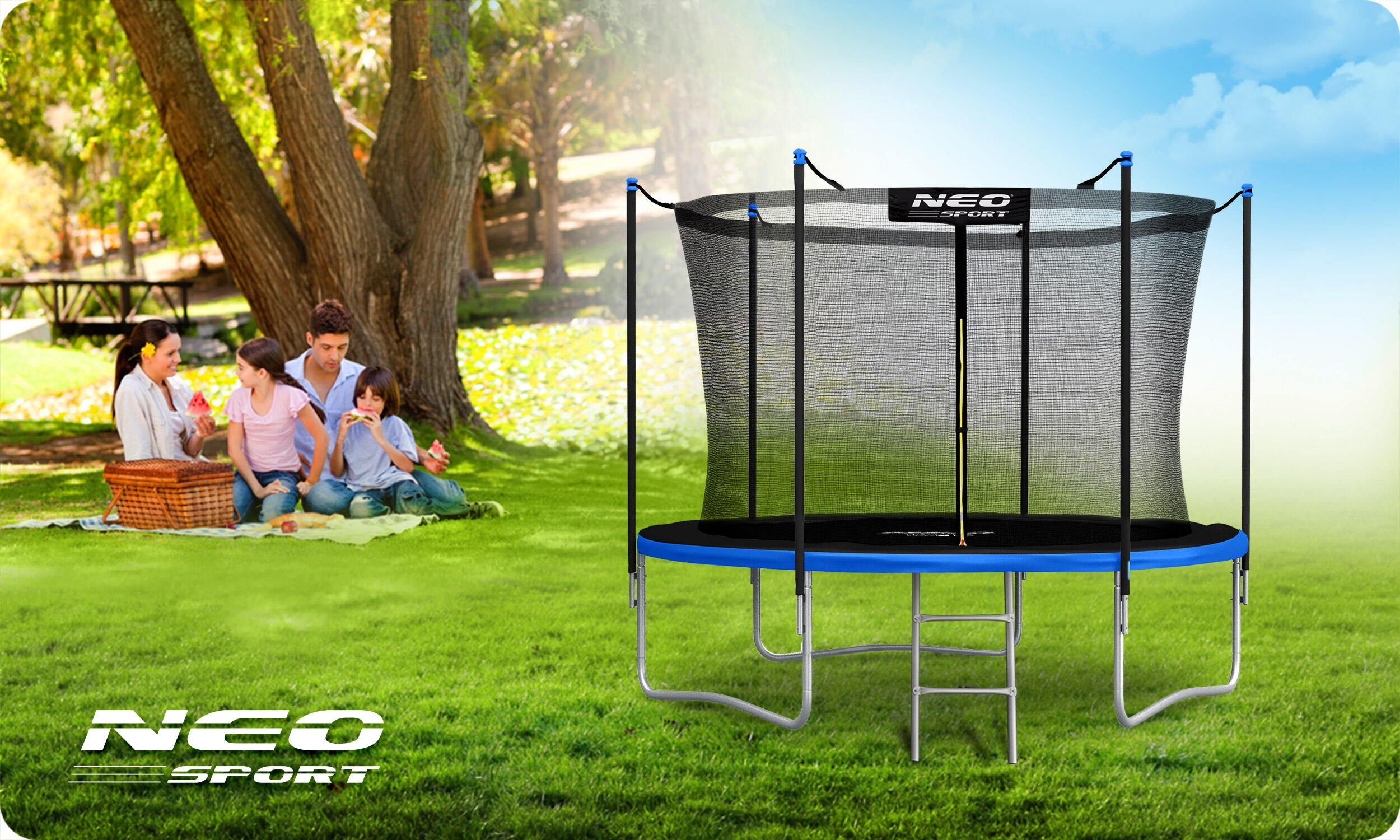 Trampolina ogrodowa z siatką wewnętrzną Neo-Sport 183cm 6ft 6/7