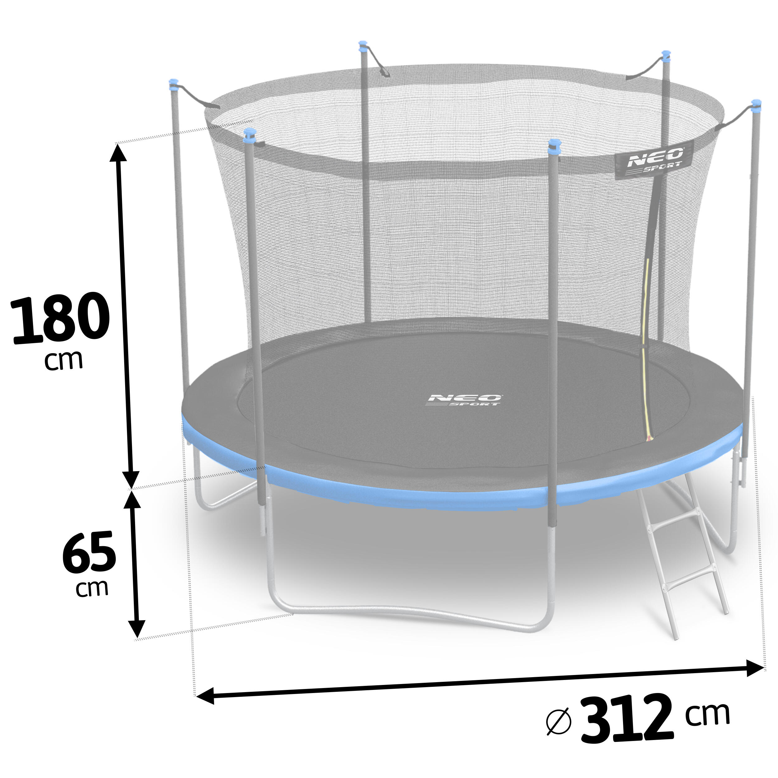 Trampolino ginnastica adulto Neo-Sport 312cm, Blu 3/7