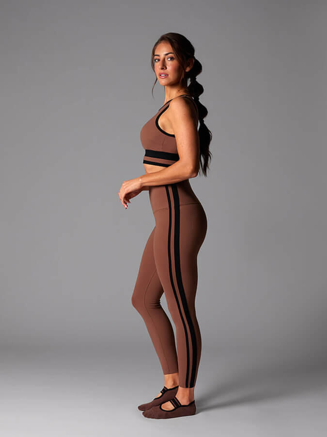 Tavi High Waisted 7/8 Stripe Tight Leggings - Clove Ebony 4/5