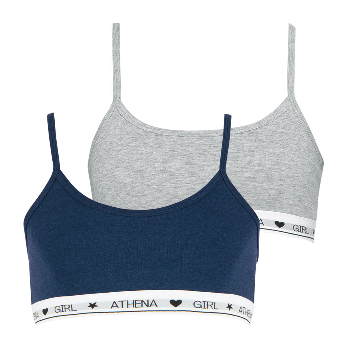 Athena - Lot De 2 Brassières Fille Coton Ultra Doux - Brassière - Blanc|bleu -  6 À 8 Ans - Decathlon