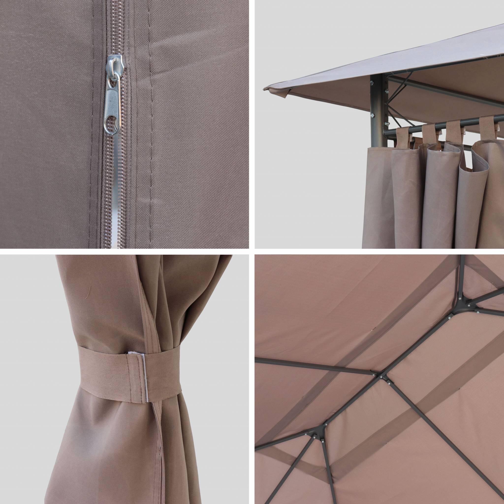 3x4m pérgola com cortinas, Taupe 4/6
