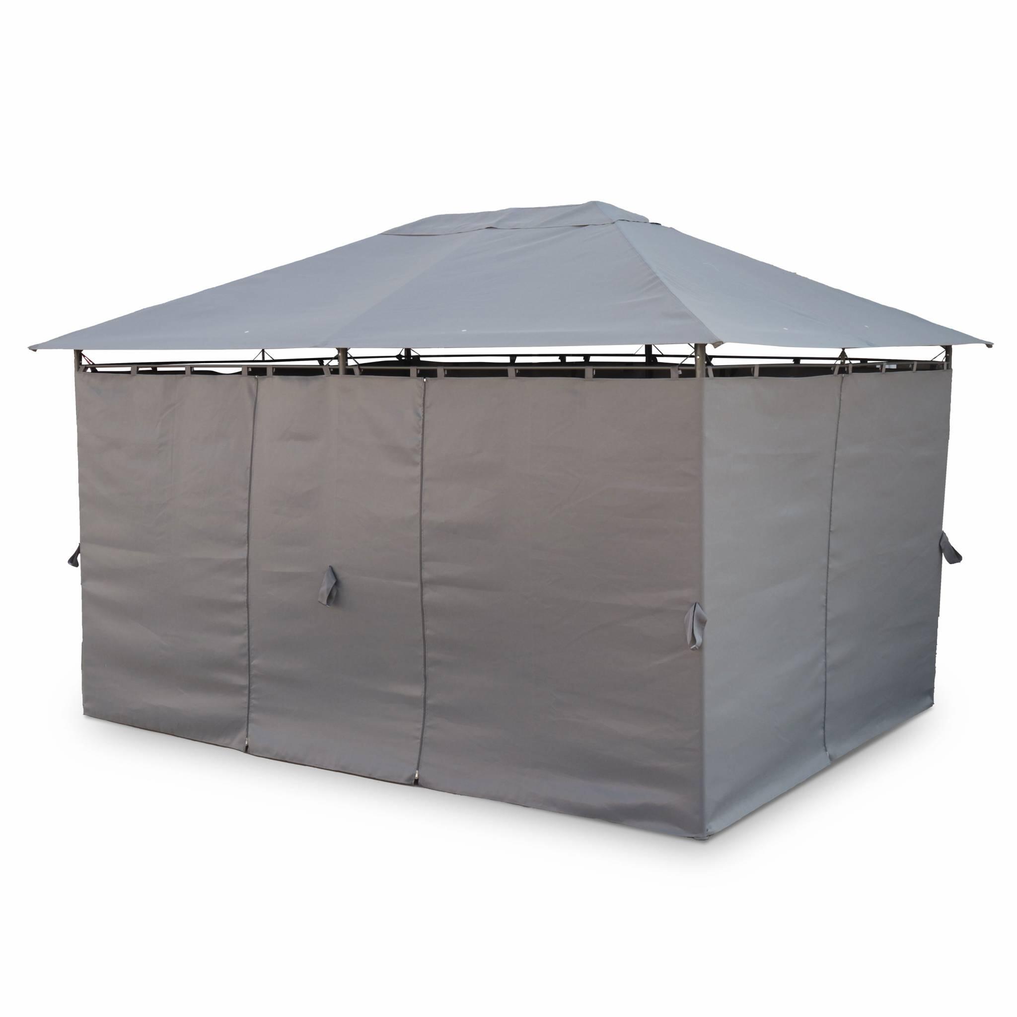 Gazebo de jardín 3x4m con cortinas , Gris 3/6