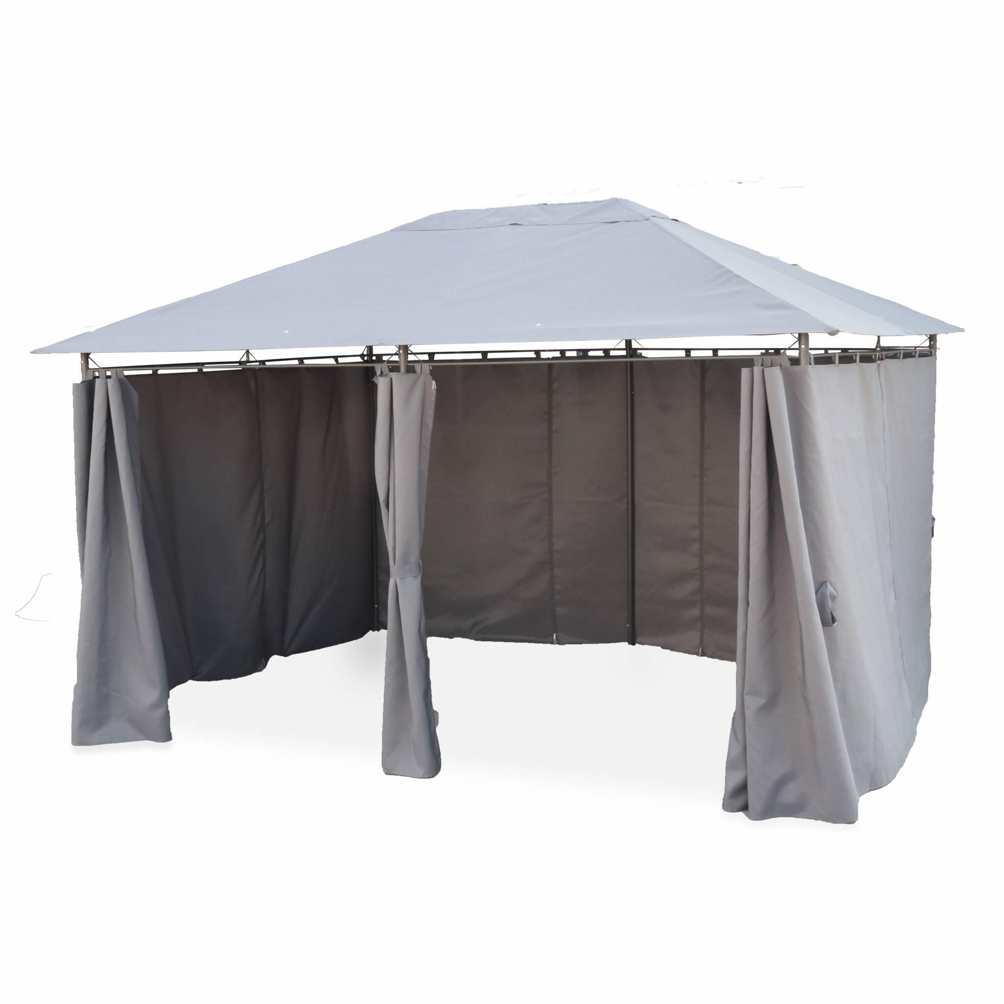 Gazebo de jardín 3x4m con cortinas , Gris 2/6