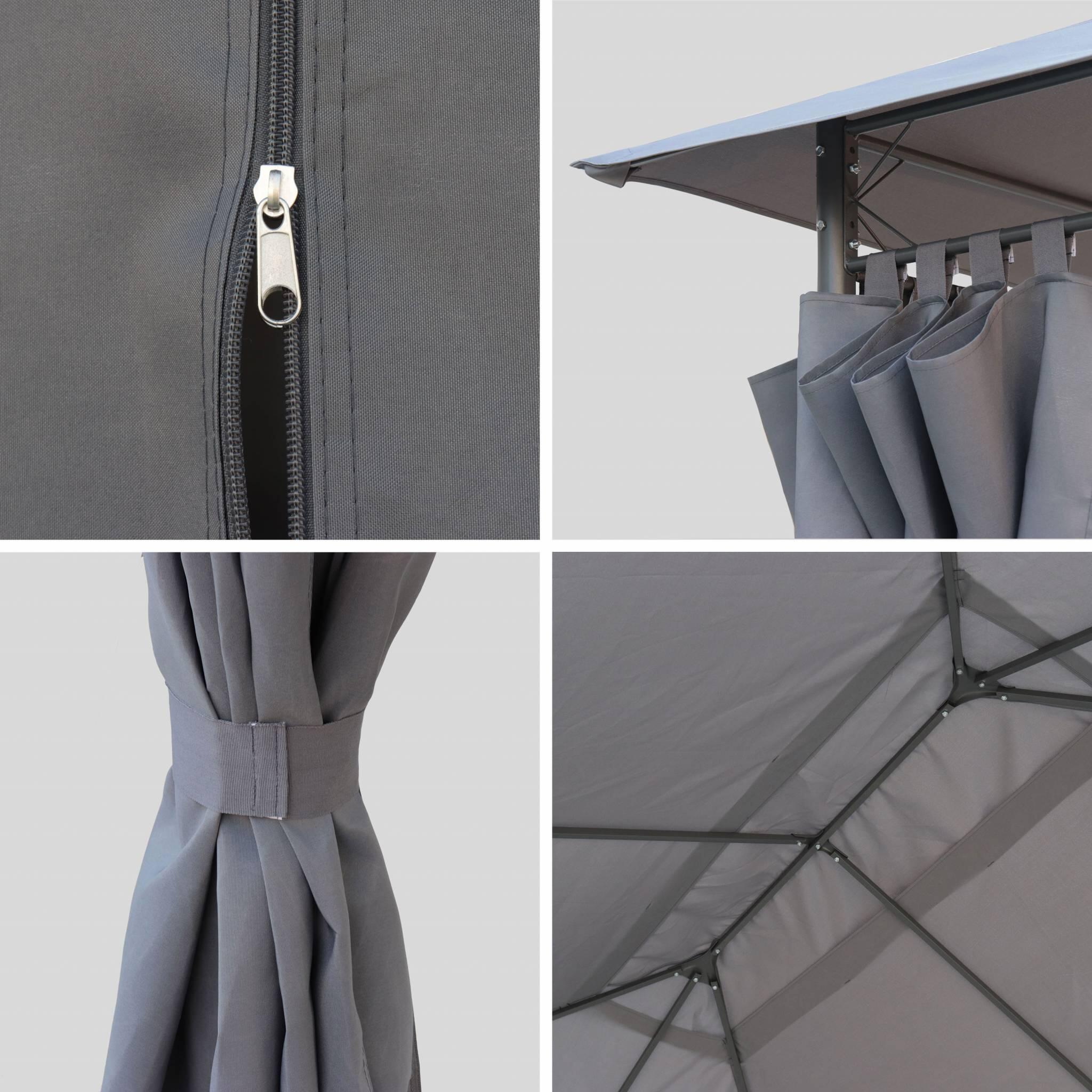 Gazebo de jardín 3x4m con cortinas , Gris 4/6