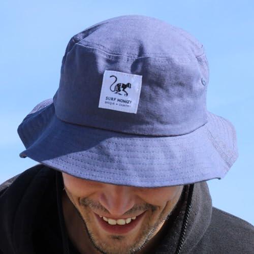 Chapeau de trekking avec cordon – coton – S/M (Bleu) 3/6