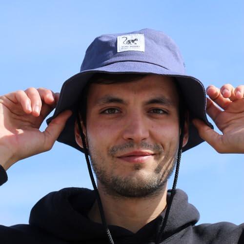 Chapeau de trekking avec cordon – coton – S/M (Bleu) 4/6