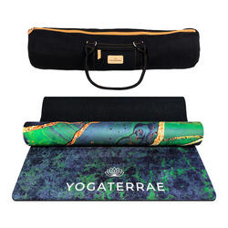 TAPIS YOGA ANTIDÉRAPANT VOYAGE Vert Microfibre Suédé PU-Caoutchouc Kanana + SAC
