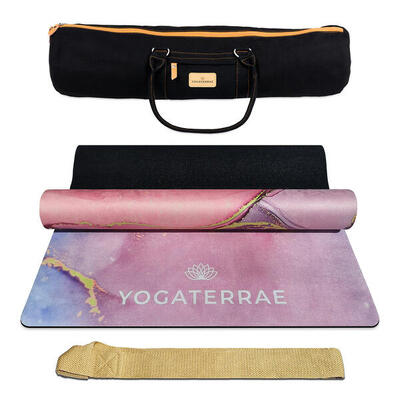 Rutschfeste Yogamatte RATNA Komfort Mikrofaser-Naturkautschuk + Tasche