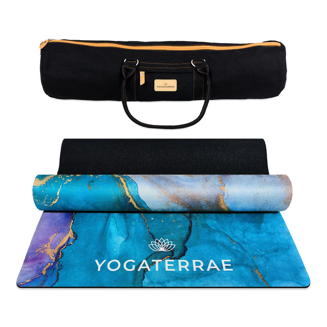 YOGATERRAE ESTERILLA DE YOGA ANTIDESLIZANTE VIAJE Azul Microfibra PU-Caucho Ananda + BOLSA