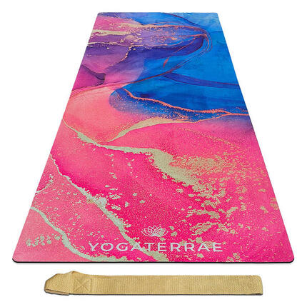 TAPIS DE YOGA ANTIDÉRAPANT CONFORT Rose Microfibre Suédé PU-Caoutchouc Lavanya