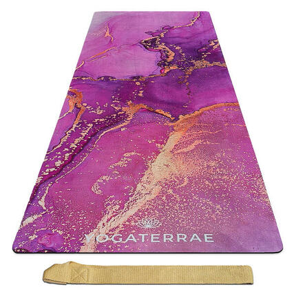 TAPIS DE YOGA ANTIDÉRAPANT CONFORT Rose Microfibre Suédé PU-Caoutchouc Lavanya