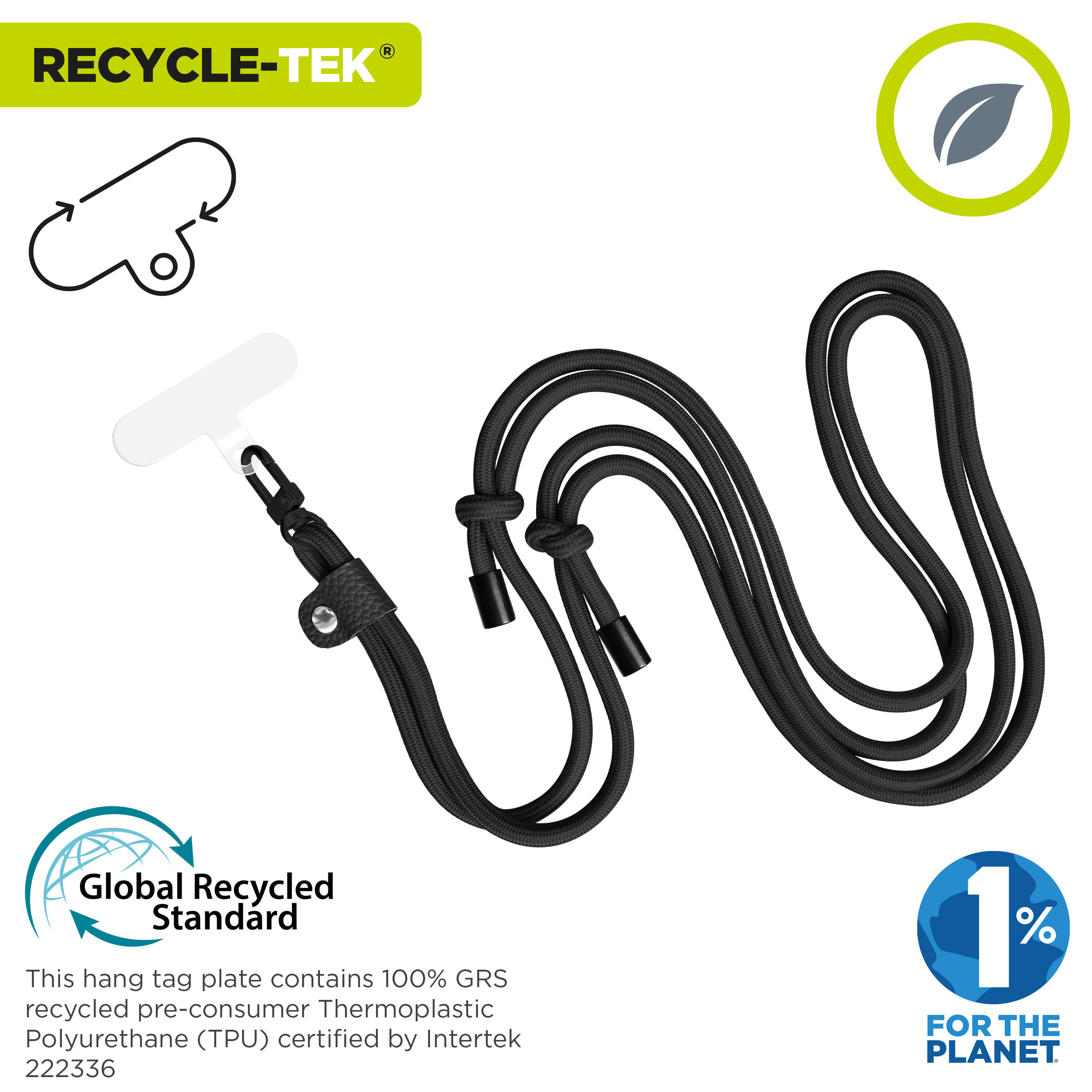 Colgante universal con soporte transparente + cordon doble color negro 3/5
