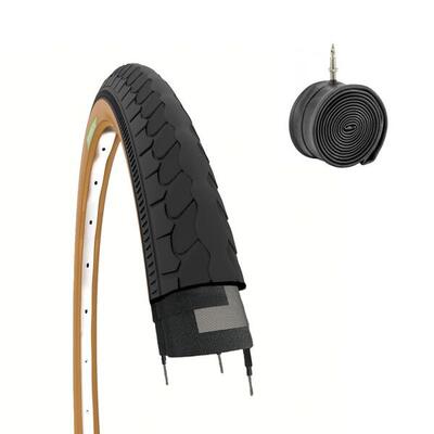1 copertone bici 26x1 3/8 + camera pneumatici nero para bici olanda EV