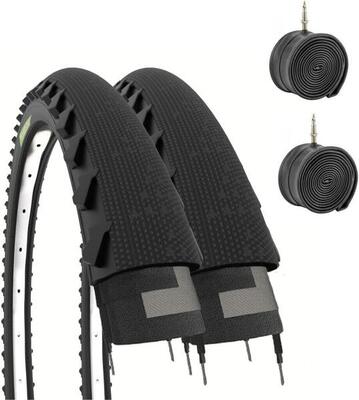 2 banden 26x1.95 (50-559)+binnenbanden, banden semi slick 26x1.95 trekking ev