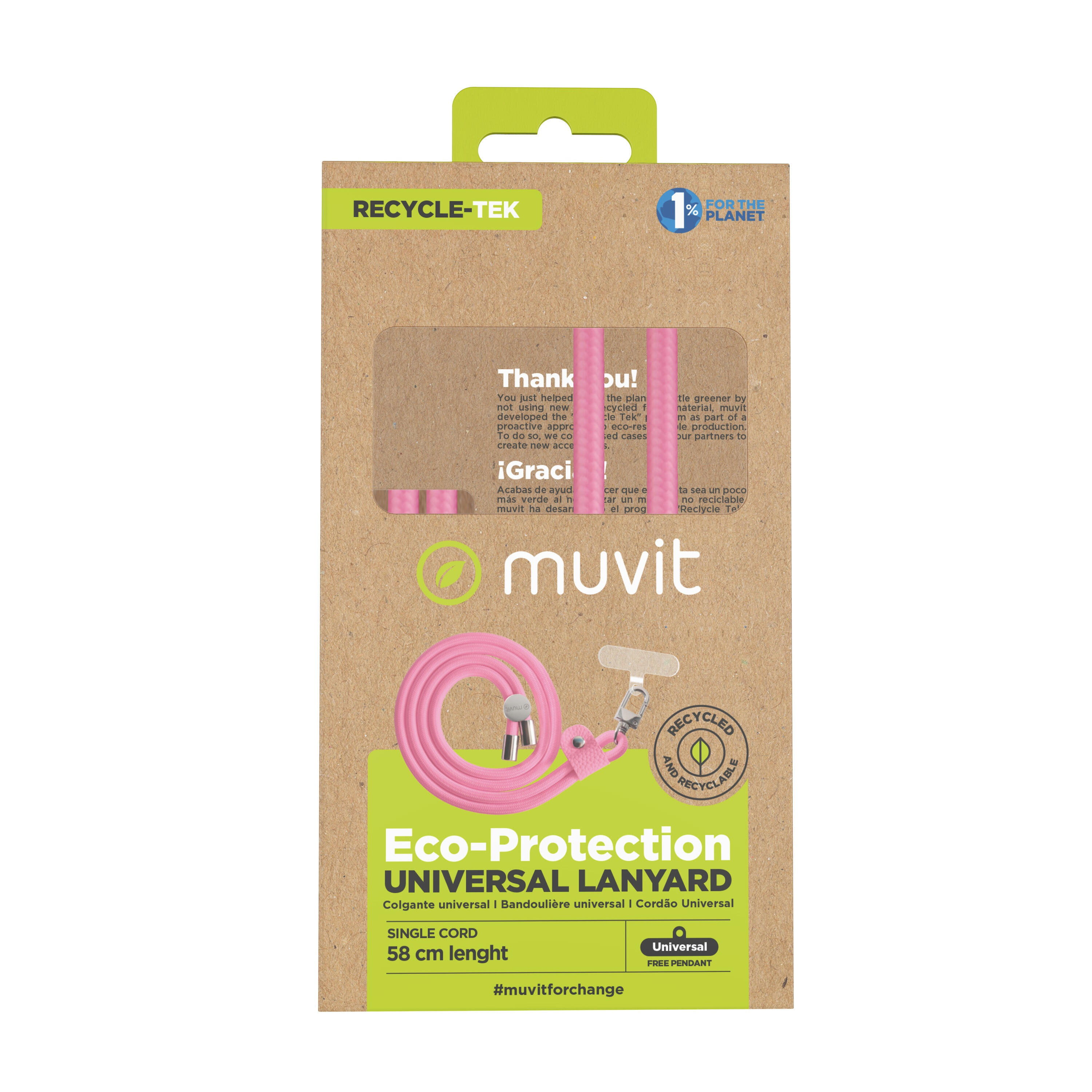 muvit for change colgante universal con soporte transparente + cordon color rosa 5/5