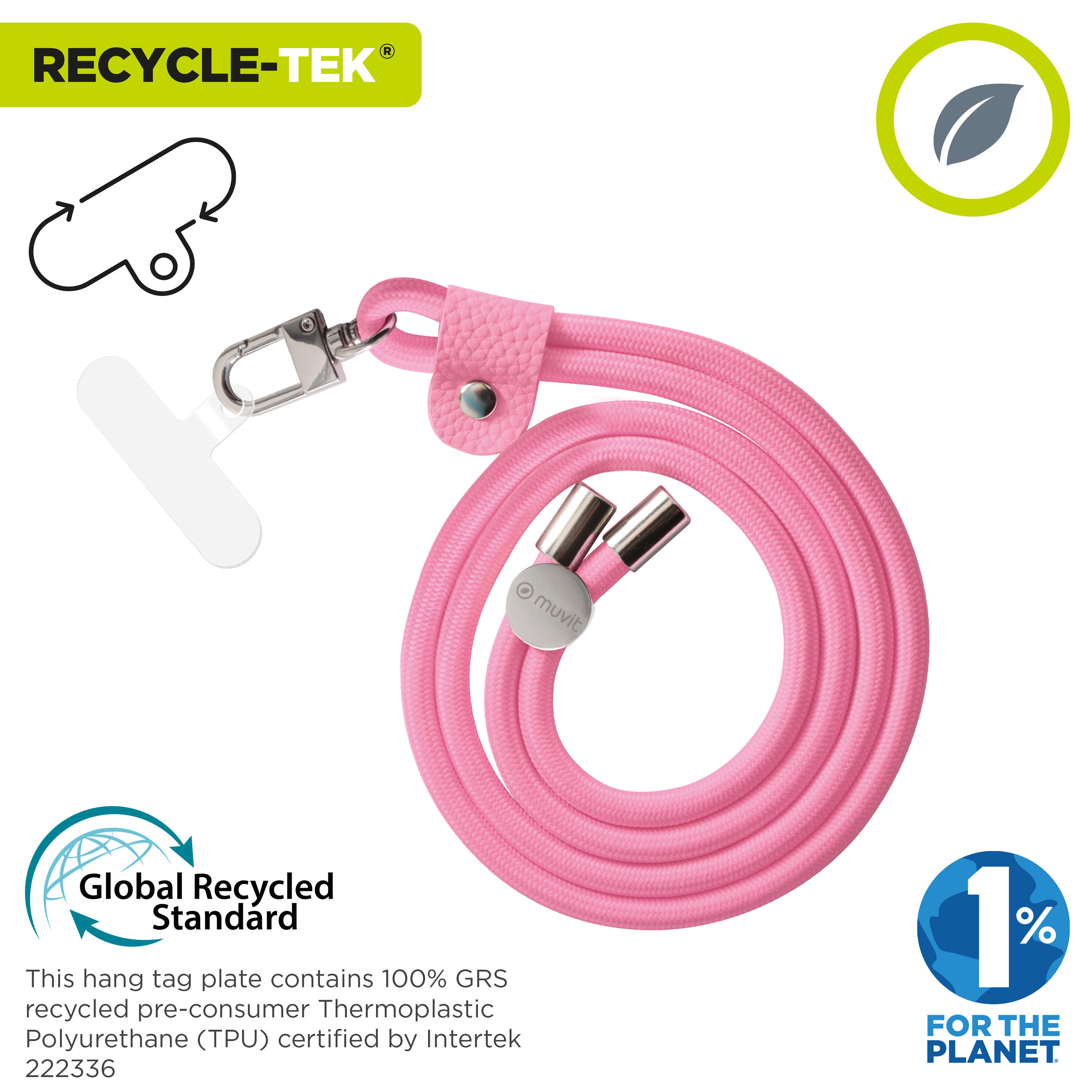 muvit for change colgante universal con soporte transparente + cordon color rosa 3/5