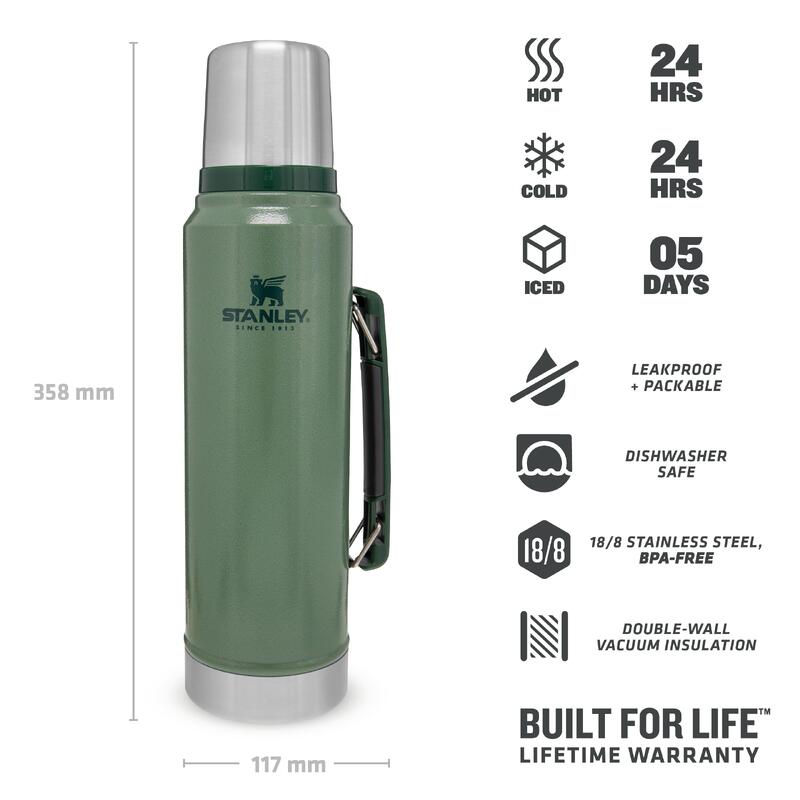 Borraccia Termica 1L (Doppia Parete Inox) Camminata - Ciclismo - Thermos Caffè