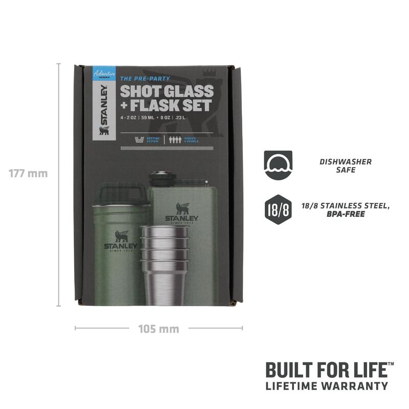 Flasque 0,23L + Verres À Shot + Étui De Transport Inox Camping Alpinisme Trek