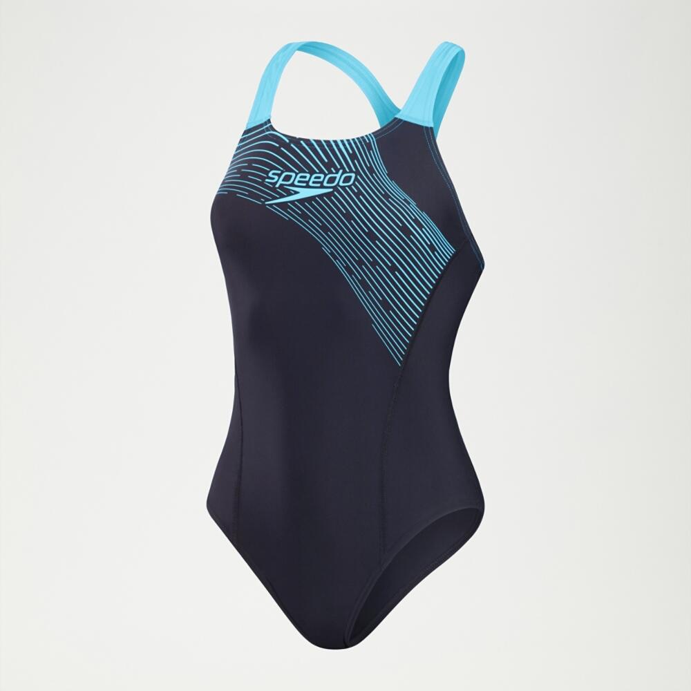 Traje de baño de una pieza Speedo Medley Logo - Azul marino/azul - Talla 30 6/7