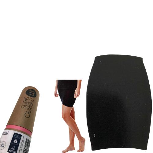 MERINO SKINS Thermal Womens Skirt Wool Winter Base Layer Thermals - Black