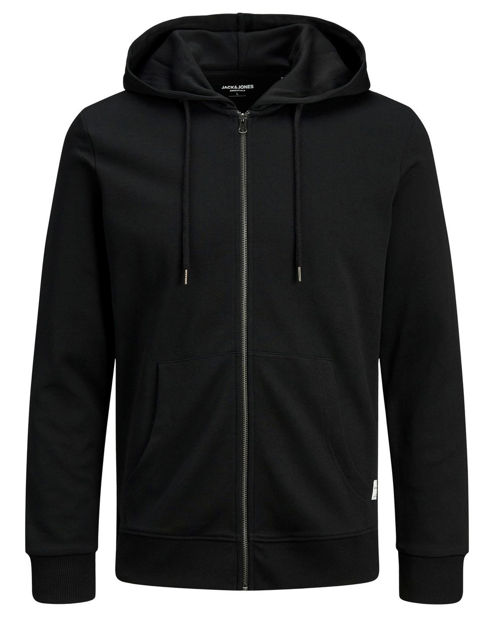 Jack & Jones Black Zip-Up Hooded Sweatshirt